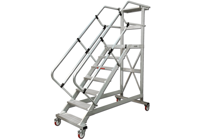 Escalera movil con bandeja para herramientas